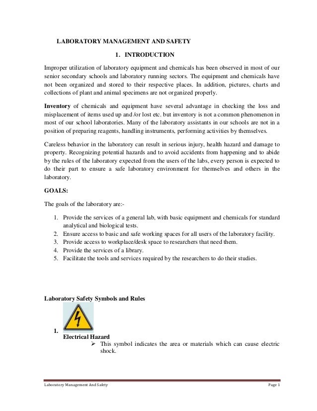 laboratory safety introduction Physics lab safety booklet example essay